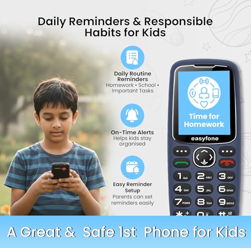 Image of Easyfone Marvel+ 2.4 inch Safety Mobile Phone for Kids | Get Calls from Known Contacts only I No Internet | Dedicated SOS Emergency Button I Photo Speed dial I Customisable menu I 2 yr Warranty.