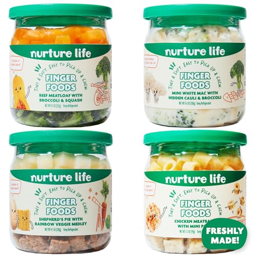 Nurture Life Finger Foods, Healthy Stage 3 Baby Food, Organic Focused Toddler Meals, Ready to Eat Snack for Kids, Freshly Cooked, Made to Order, Ships Fresh in Refrigerated Box, 4-Meal Variety Pack
