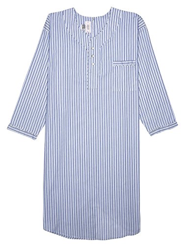 Men's Nightshirt Gown Back Snap Long Sleeve Light Weight Cotton Poly Size M/3XL