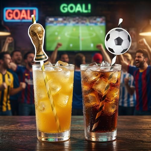 Pitillos de papel desechables con diseño fútbol, 7 cm miniatura 6