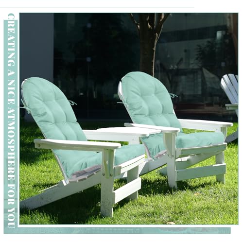 Image of Geelin 4 Pcs Outdoor Patio Chair Cushion Thick High Back Adirondack Chair Cushion Tufted Weather & Fade Resistant Anti-Slip Outside Rocking Chairs Pads with Ties 44 x 19 x 4 Inch (Light Green)