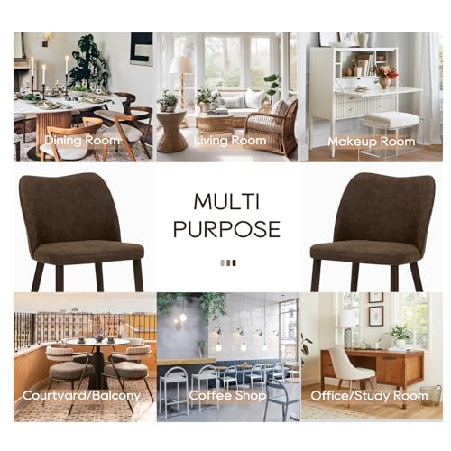 Image of MALOL Dining Chairs Set of 2, Upholstered Leather Kitchen Chairs with Curved Back, Padded Seat and Solid Wood Legs, Modern Dining Chair for Kitchen Dining Room, Dark Brown