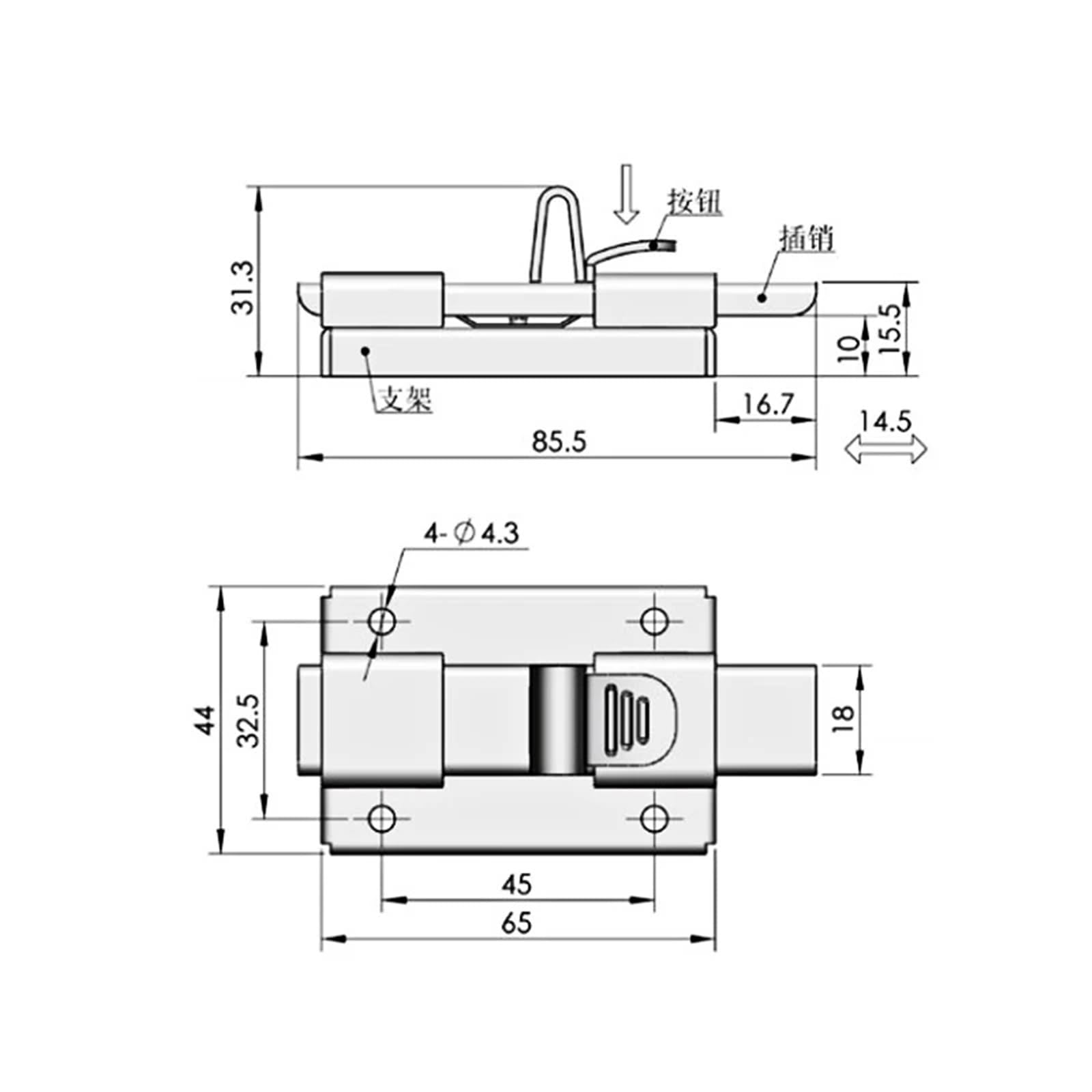 Stainless Steel Locking Toggle Cabinet Hasp Latch Lock 1Pcs