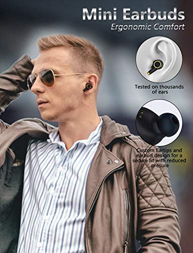 Auricolari Bluetooth, Bluedio P (Particle) Cuffie Bluetooth 5.0 Senza Fili TWS Auricolari Wireless con Custodia da Ricarica 24 Ore, Prova di Sudore, TWS Mini Cuffie in Ear per Sport, Lavoro, Viaggio