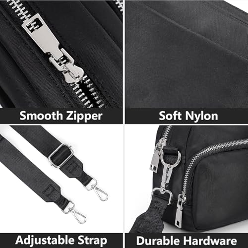 Image of Crossbody Bag for Women,Camera Sports Purses Lightweight Shoulder Bag Waterproof Purse with Adjustable Wide Strap (Black)