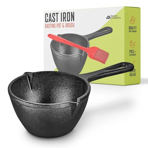 Modern Innovations Cast Iron Melting Pot for Grill Cooking Basting Pot Saucepan Simmer Sauce and Butter Small Pot Mini Bowl for Sauces