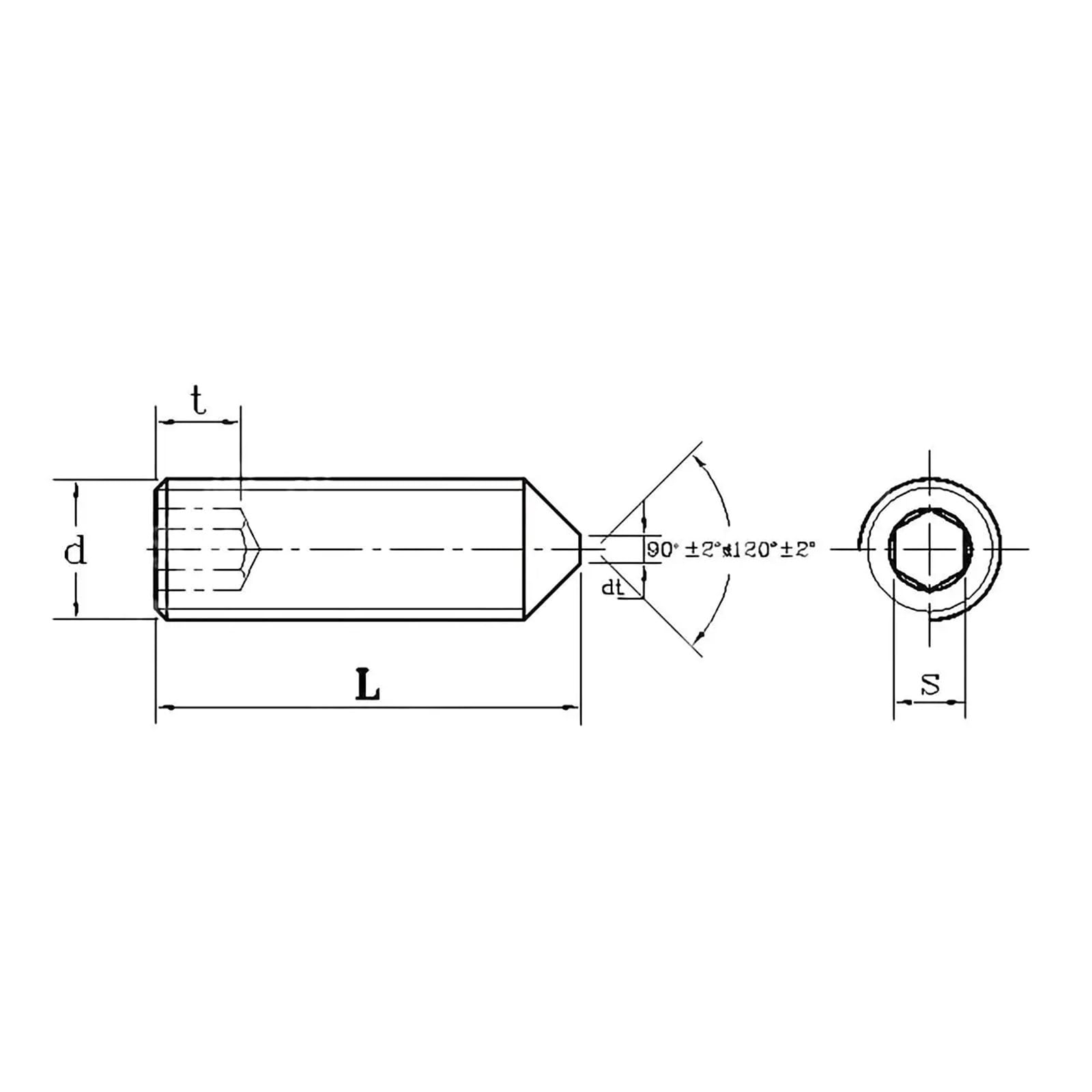 Viti a punta conica in acciaio inossidabile 304 M3 M4 M5 M6 M8 M10 M12 M16 Vite con testa a esagono incassato Bullone con estremità conica(M10x25mm(4PCS))