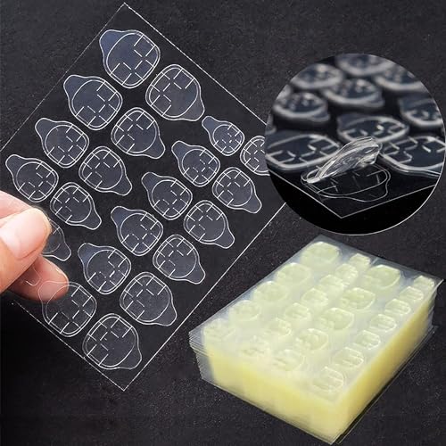 NAILWIND Transparent Double-side Glue Nail Sticker Adhesive Flexible Fake Nail Tips Adhesive Tabs Nail Glue for Women and Girls (3 – Sheets 72 – Pcs)