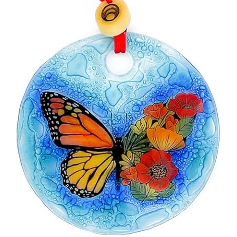 Bolla Glass Art - Butterfly Ornament, Fused Glass, 2.5 in Flat, Hanging Suncatcher (Garden Collection) Cover