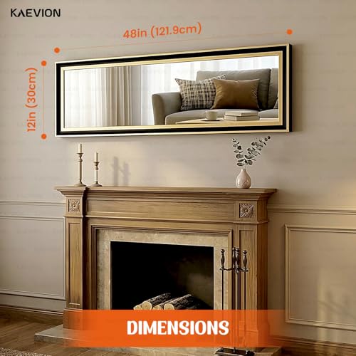 Image of 4x1 Ft Full Length Mirror Black Gold Frame, 5mm High-Definition Wall Mirror, Vertical or Horizontal Hanging Long Dressing Mirror for Entryway, Bedroom & Dressing Room