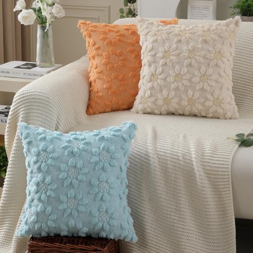 Image of DFXSZ Spring Summer Pillow Covers 18x18 inch Set of 2 Blue Sunflower