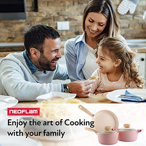 Retro 5-Piece Ceramic Non-Stick Cookware Set, Pink 4 Gallery Image Retro 5-Piece Ceramic Non-Stick Cookware Set, Pink 4 Gallery Image