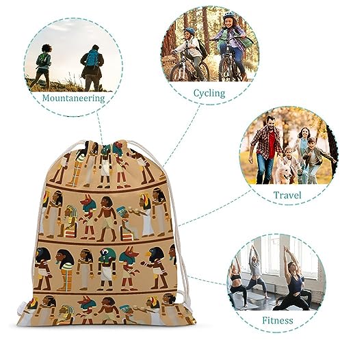Egypt Pharaoh Pattern Drawstring Backpack Cute String Bag Canvas Daypack Travel Sackpack 35x50cm - Image 4