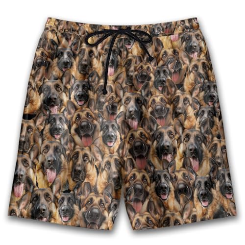 Pet Dog Mens Swim Trunks - Dog Lover Hawaiian Mens Shorts Casual - Summer Drawstring Beachwear Shorts PA43