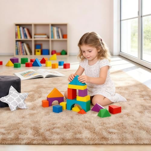 Tapete decorativo beige tamaño 9x12 pies, suave y antideslizante miniatura 7