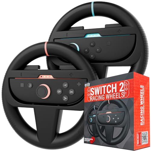 Orzly Steering Wheels – Compatible with Switch 2 (2025 Console) – Twin Pack Racing Wheel...