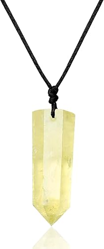 Runyangshi Colgantes de cristal curativo, collar de cuarzo de cristal natural de un solo punto, 6 facetas de chakras, piedra de reiki, energía