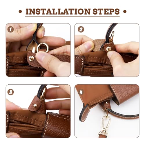Image of Mini Bag Strap Kit, Adjustable Cowhide Leather Shoulder Straps for Women's Mini Bags, Punch-Free Adjustable Bag Straps for Handbags and Tote Bags (Brown)