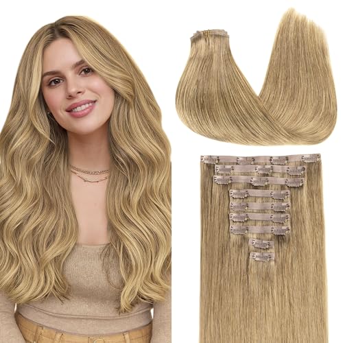 Image of GOO GOO Seamless Clip in Hair Extensions Real Human Hair Remy Extensions