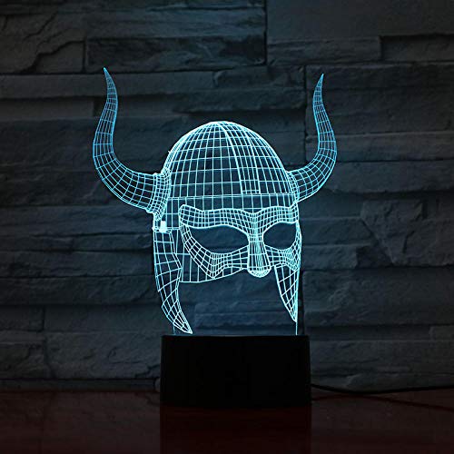 Preisvergleich Produktbild 3D Illusion Lampe Led Nachtlicht Bestseller Wikingerhelme Farbverändernder Visueller Effekt Mit Fernbedienung Beste Dekoration Kinderschlaflampe Zur Raumdekoration