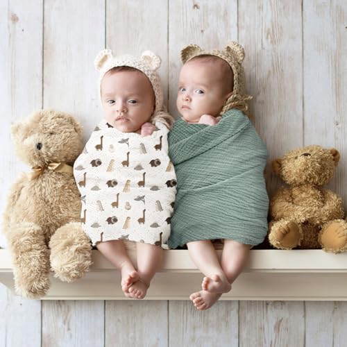 Image of lulumoon Baby Muslin Swaddle Blankets: Soft Receiving Blanket for Newborn - Cotton Swaddling Blanket for Neutral 2Pack