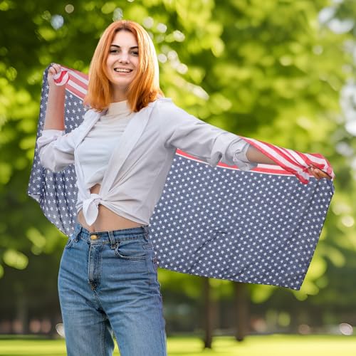 4 Pcs Independence Day American Flag Scarf Patriotic Scarf for Women Blue Red White USA Flag Wrap Soft 4th of July Shawl for Gifts4