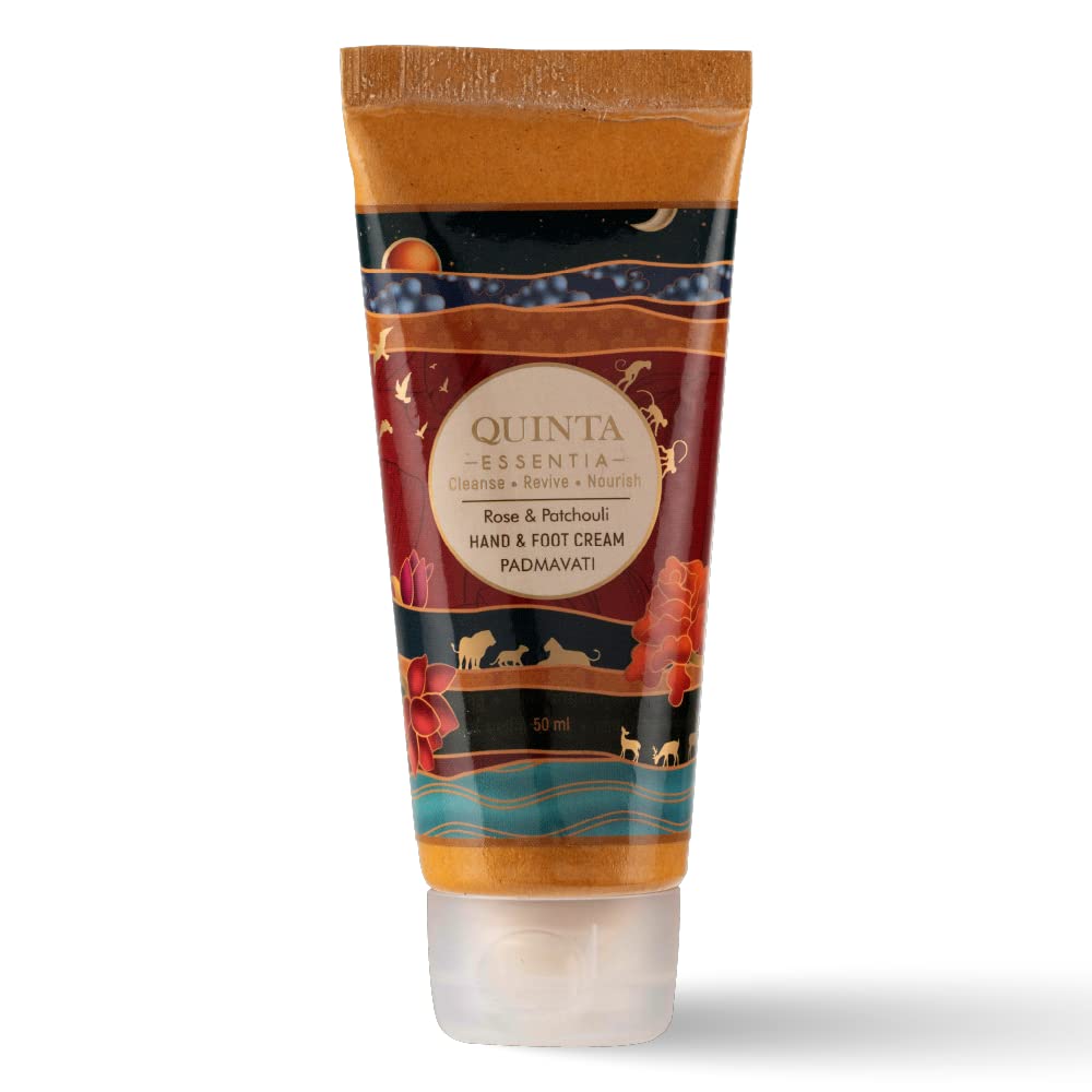 QUINTA ESSENTIA ORGANICPadmavati Cracked Heel Foot & Dry Rough Hand Repair Cream for Women & Men - Hydrates, Moisturize & Nourish Skin with Kokum Butter, Rose & Vitamin E - 50ml
