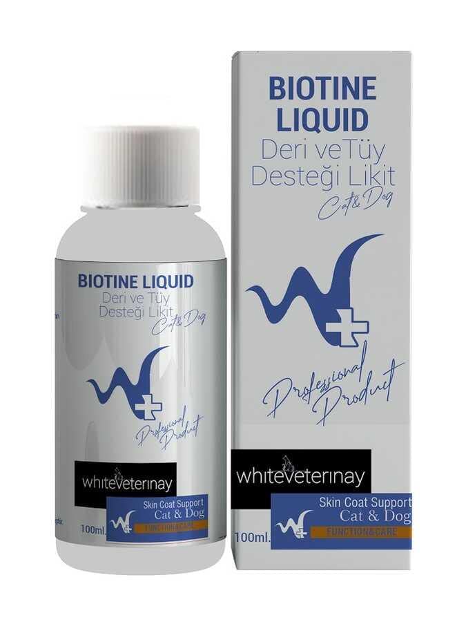 w+ whiteveterinay Biotine Liquid Cat&Dog 100 ML (Kedi ve Köpekler için Deri ve Tüy Desteği)