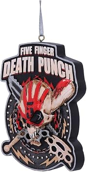 Nemesis Now Five Finger Death Punch Hanging Xmas Decoration 9.5cm, Resin, Red, Officially Licensed Five Finger Death Punch Christmas Decoration, Cast in Resin, Expertly Hand-Painted
