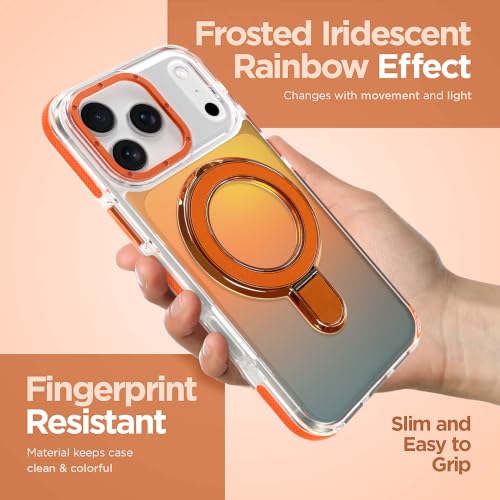 Image of Magnetic for iPhone 17 Pro Max Case with Stand [Compatible with Magsafe] [Fashion Fluorescent Design] [1 Screen Protector] Slim Translucent Matte Case for iPhone 17 Pro Max 6.9 inch 2025, Orange