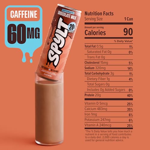 Image of Spylt Chocolate Milk Protein Shakes, 20g Protein, 60mg Caffeine, 12 Pack