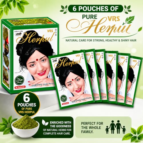 Image of RKS Vrs Herpul Black Henna Hair Color Powder for Women & Men | Black Herbal Hair Colour Mehandi Powder | Natural Black Hair Colour | Grey Coverage | No Ammonia Herbal Henna Hair Dye | Soft & Shiny Hair | 50g Pack of 2