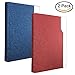 SENHAI 2 Pcs Professional Business Card Holders, Stainless Steel + PU Leather Card Case with Magnetic Shut for Men and Women - Red, Blue