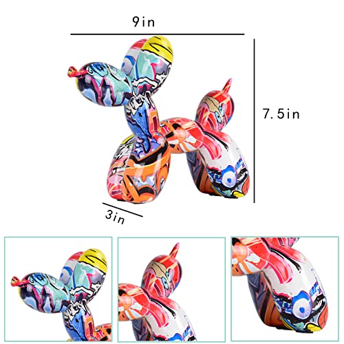 Balloon Dog Sculpture Home Decor, Modern Art Balloon Dog Statue Collectible Animal Dog Figurines Creative Craftwork Home Decoration Accents Resin Crafts For Living Room Desktop Office (Colorful) #TOP2