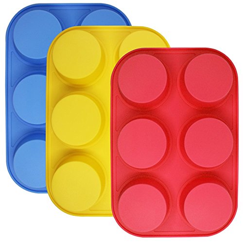 6-Cup Silicone Muffin Mold SourceTon 3 packs of Muffin Pan Non-Stick Baking Pan Flexible Cupcake Pans Oven