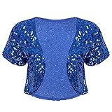 Damen Glänzende Pailletten Kurzjacke Mantel Glitzer Strickjacke Outwear Bühnenkostüm