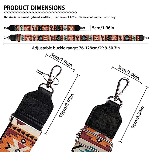 Image of Wide Bag Straps Replacement Crossbody Aztec Horse Guitar Straps for Handbags /Purses /Messenger /Duffel Bags Backpack Straps Replacement Adjustable Length from 30 inch to 50.3 inch