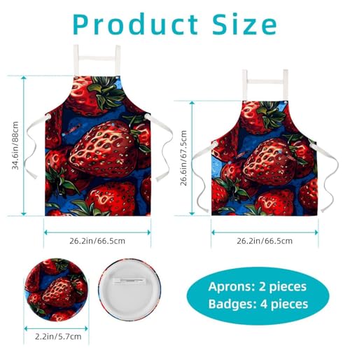 Tablier de cuisine fraise avec poches pour stopper les taches sur vos vêtements