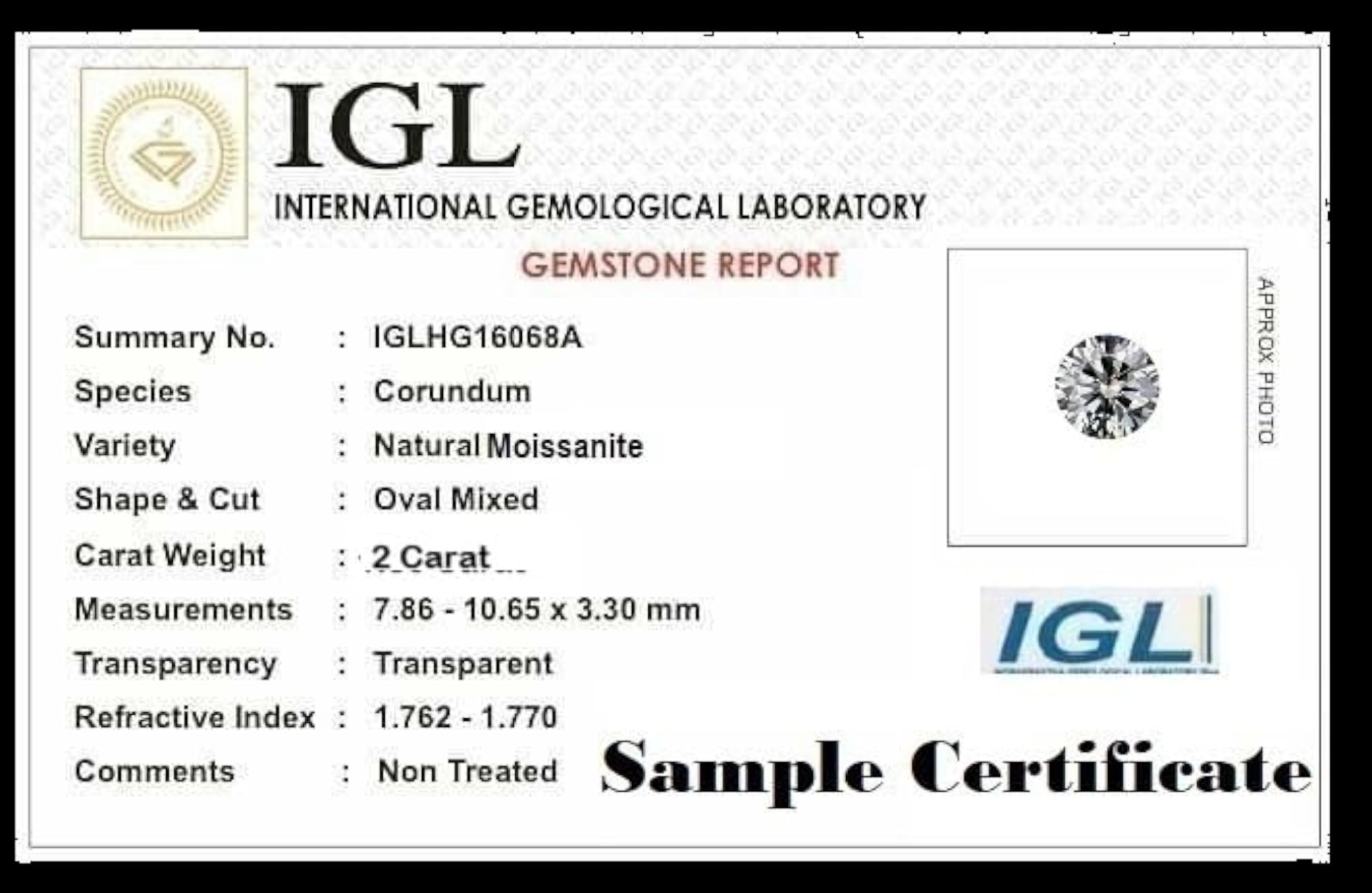 Loose Moissanite Diamond Stone Certified, 0.25 Carat