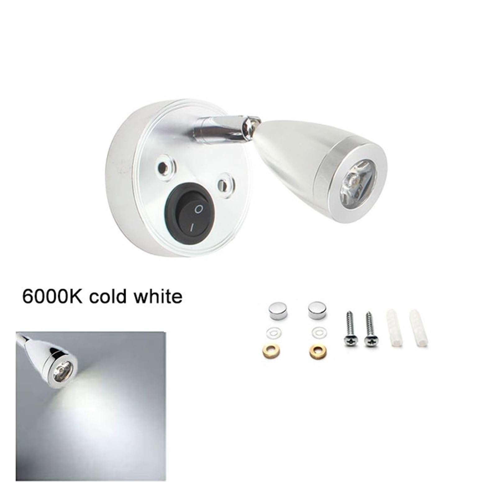 2 Szt. Czarno-srebrne Oświetlenie LED DC12V Do Wnętrza Kampera, 3W, Nocne, Przełącznik Kanapy, Lampa Punktowa Łodzi I Jachtu Jasne śWiatłA(Silver 6000K)