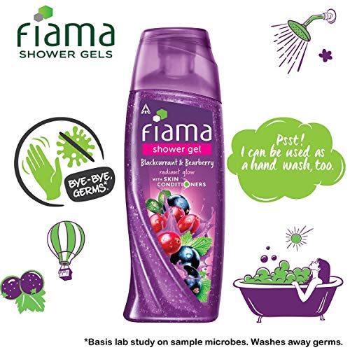 Image of Fiama Shower Gel - Blackcurrant & Bearberry, for Radiant Glow, with skin conditioners, 250 ml