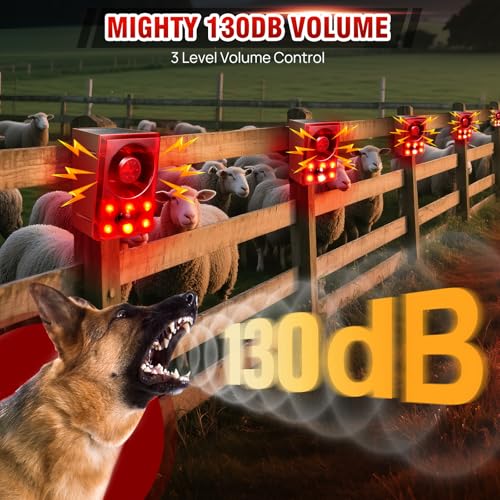 Solar Outdoor Motion Sensor Alarm, Dog Barking&Gunshot Sound,130db Loud Noise Maker,Support Recording,13 Kinds of Sound and Strobe Light to Deter Raccoons, Deer, Skunks, Bears, and Coyotes - Image 4