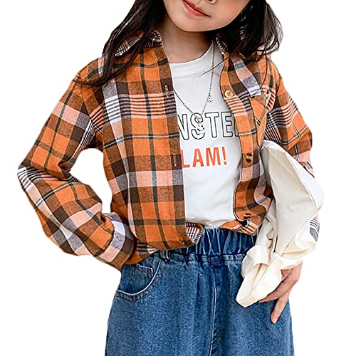 Betusline Little Baby Girl's Plaid Long Sleeve Flannel Shirt, 12 Months - 7 Years2