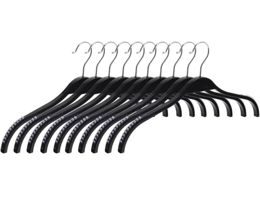 Trwałe wieszaki na garnitury 10 sztuk wieszaki wieszak na ubrania na ubrania szafa na koszule garnitury spodnie smukłe wieszaki na ubrania organizery na ubrania (białe, 39 cm) (czarne 39 cm)