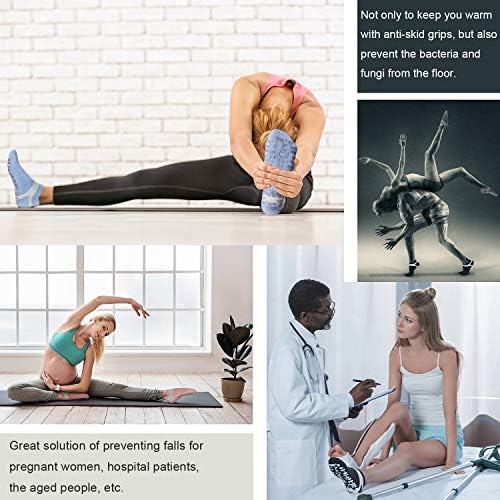 Image of Muezna Non Slip Yoga Socks for Women, Anti-Skid Pilates, Barre, Hospital Socks with Grips, Size 5-10