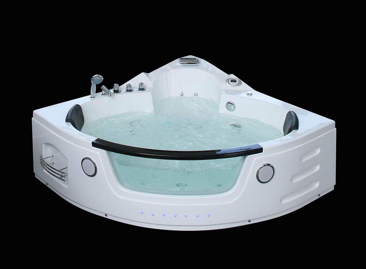 PureHaven Whirlpool 152x152 cm Elegantes Design Heizung Lichttherapie Soundsystem Reinigungsprogramm Bluetooth-Soundsystem