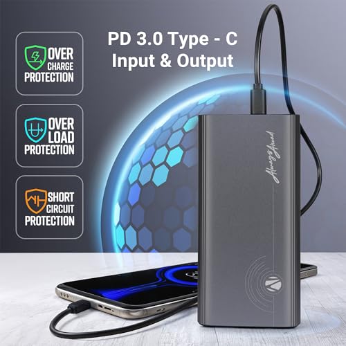 Image of ZEBRONICS 20000 mAh Power Bank, 35W Fast Charging PD3.0, Output (2 Type C & 1 USB), for iPhone, Android, Tablets & Other Devices, Slim Metal Body, Flight Friendly, Type C Cable (EnergiPOD 20R1, Grey)