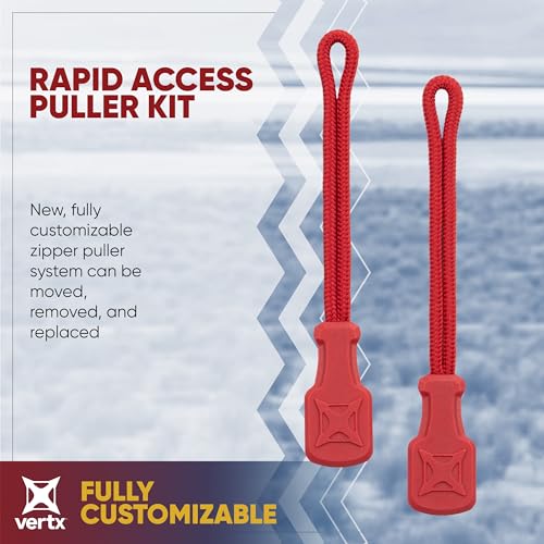 Vertx Rapid Access Zipper Pull Tab Kit, Replacement Puller for Backpack, Luggage, Bag, Handbag, Red