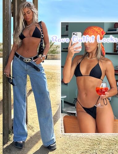 String Bikini Tops for Women Bathing Suit Swim Tops Sexy Triangle Bikini Top Black4