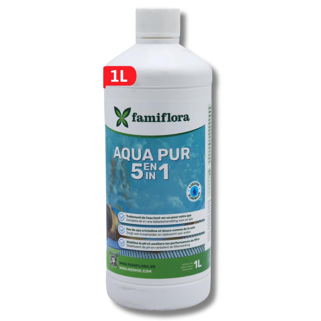 Aqua pur 5 en 1 2 x 1 L - Profitez d'un spa cristallin ! - Traitement complet de l'eau pour le spa - Assure une eau claire et soyeuse - Stabilise le pH
